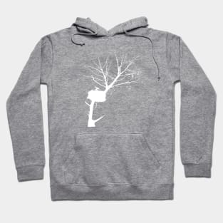 White Silhouette Of Stork Nest In Tree With Fledglings Hoodie